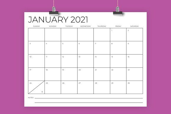 8 5 X 11 Inch Minimal 2021 Calendar In 2020 2020