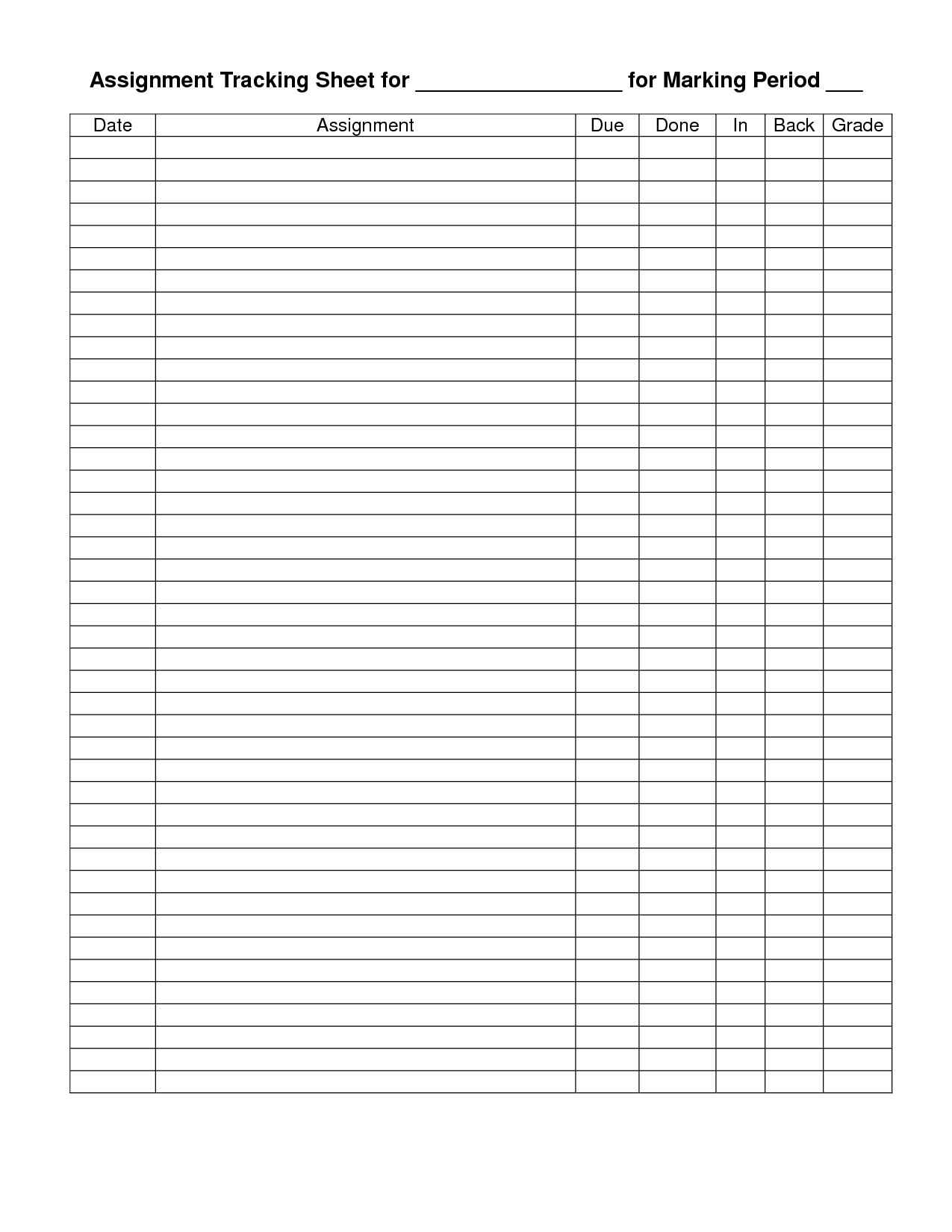 Assignment Tracker Printable Google Search High School