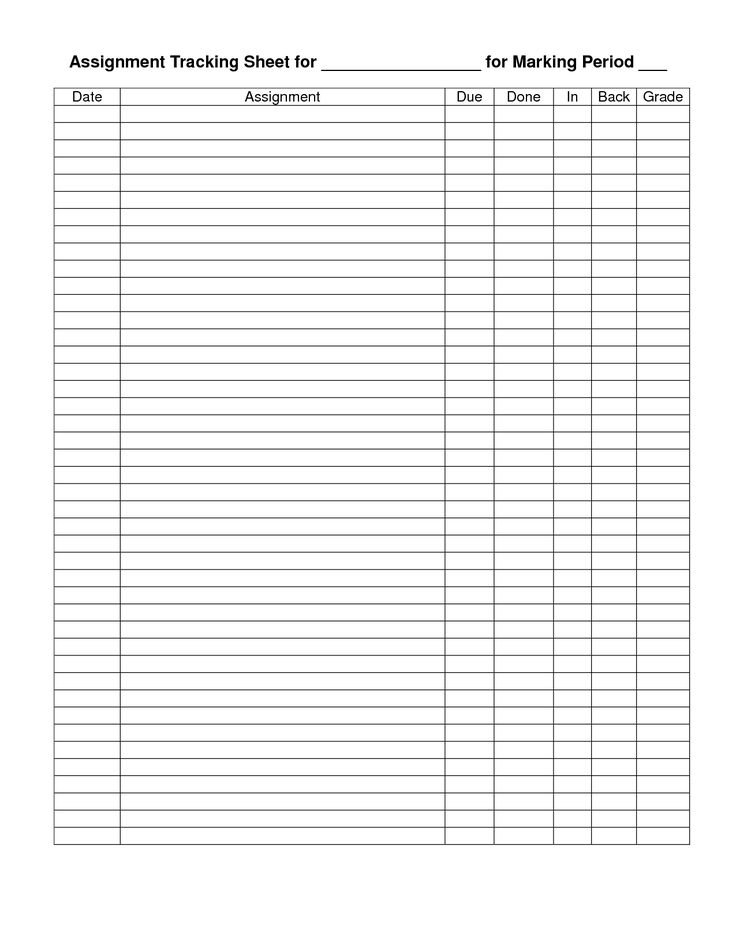 Assignment Tracker Printable Google Search School