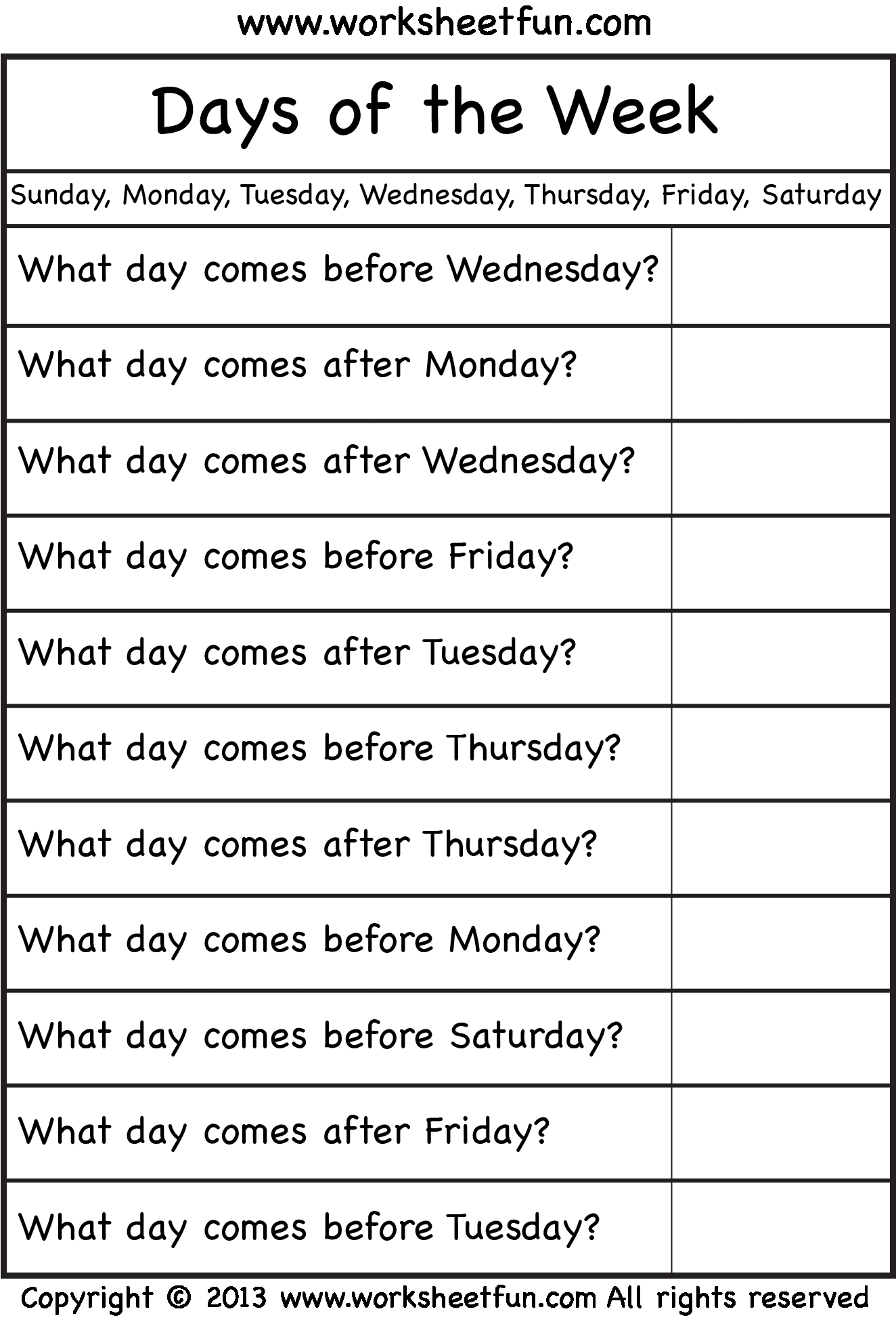 awesome days of the week games for kindergarten fun