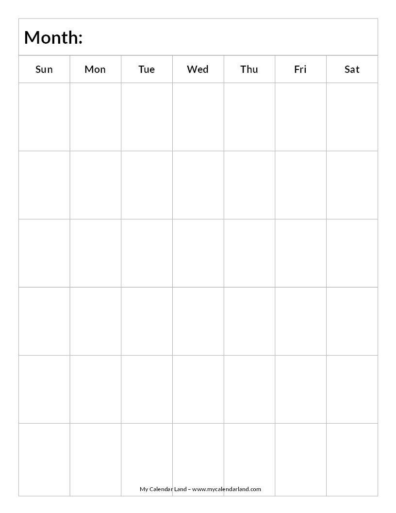 Blank 6 Week Calendar Template Example Calendar Printable 3