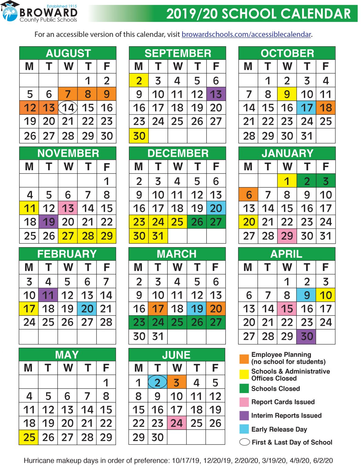 broward county public schools 2019 2020 calendar tamarac Calendar