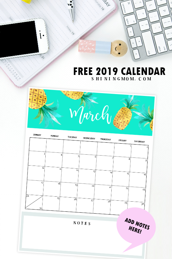 Calendar 2019 Printable Free 12 Monthly Calendars To Love 1
