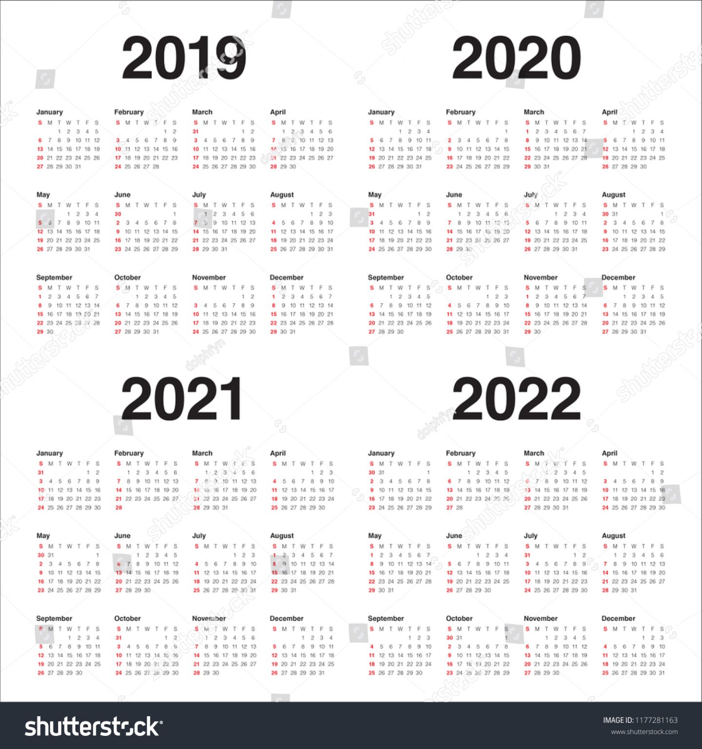 5 Year Calendar 2014 2021 – Calendar Template 2021