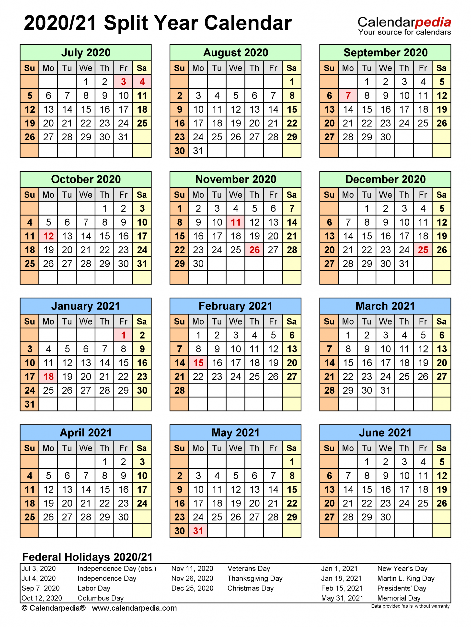 Calendar Aug 2020 To July 2021 Printable March