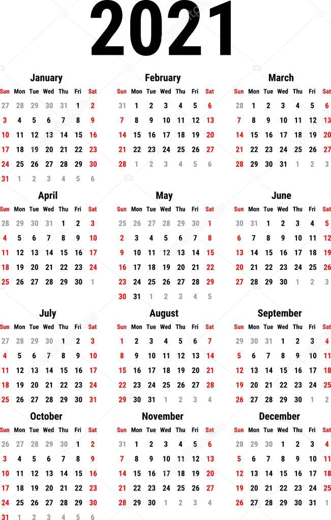 calendar for 2021 stock vector 1507kot 160321058