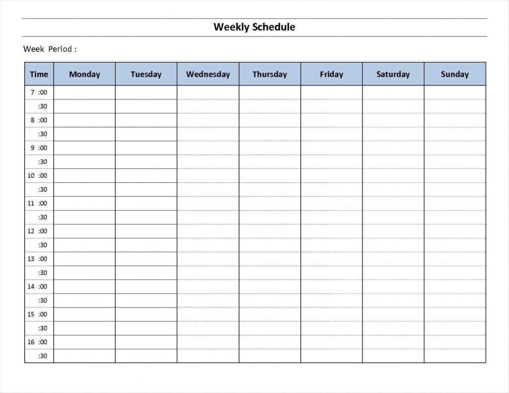 Half Hour Weekly Schedule Printable Half Hour Daily Calendar Template 2022