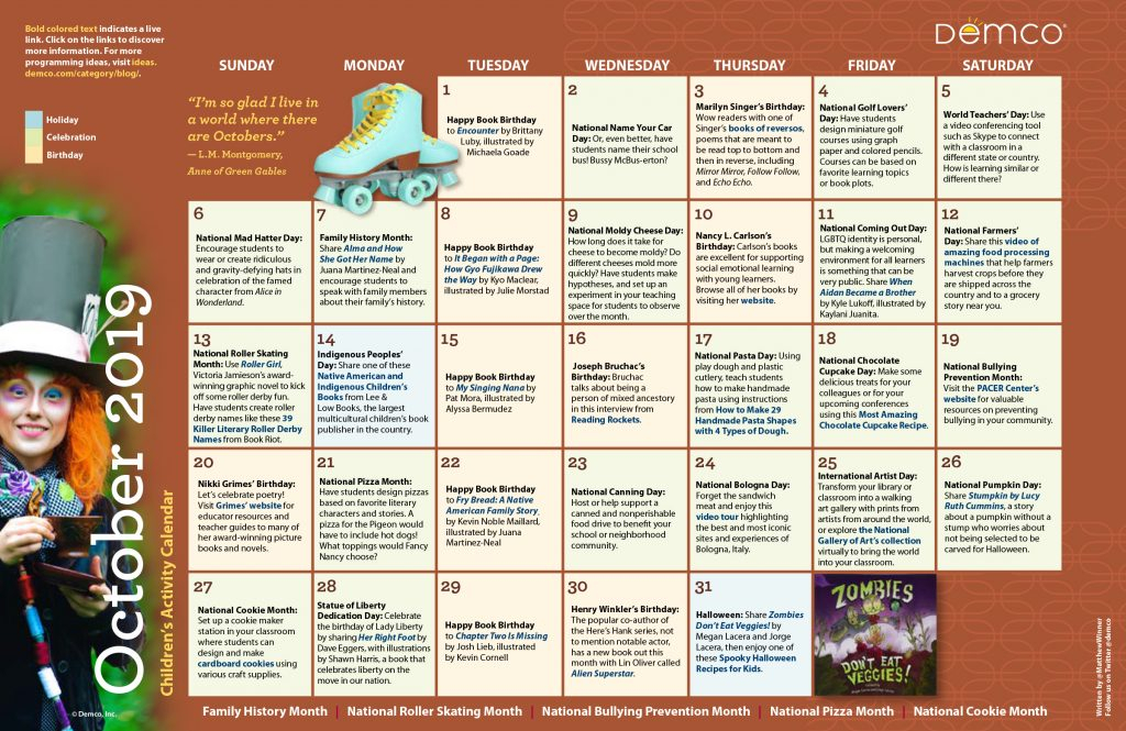 Childrens Activity Calendar October 2019