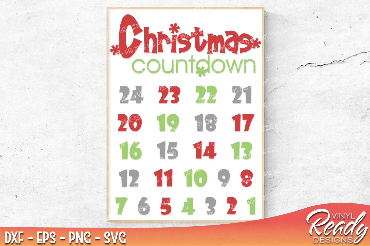Christmas Countdown Calendar Template Vector Clip Art