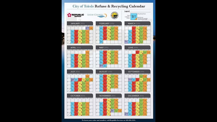 City Of Toledo Releases 2016 Refuse And Recycling Calender
