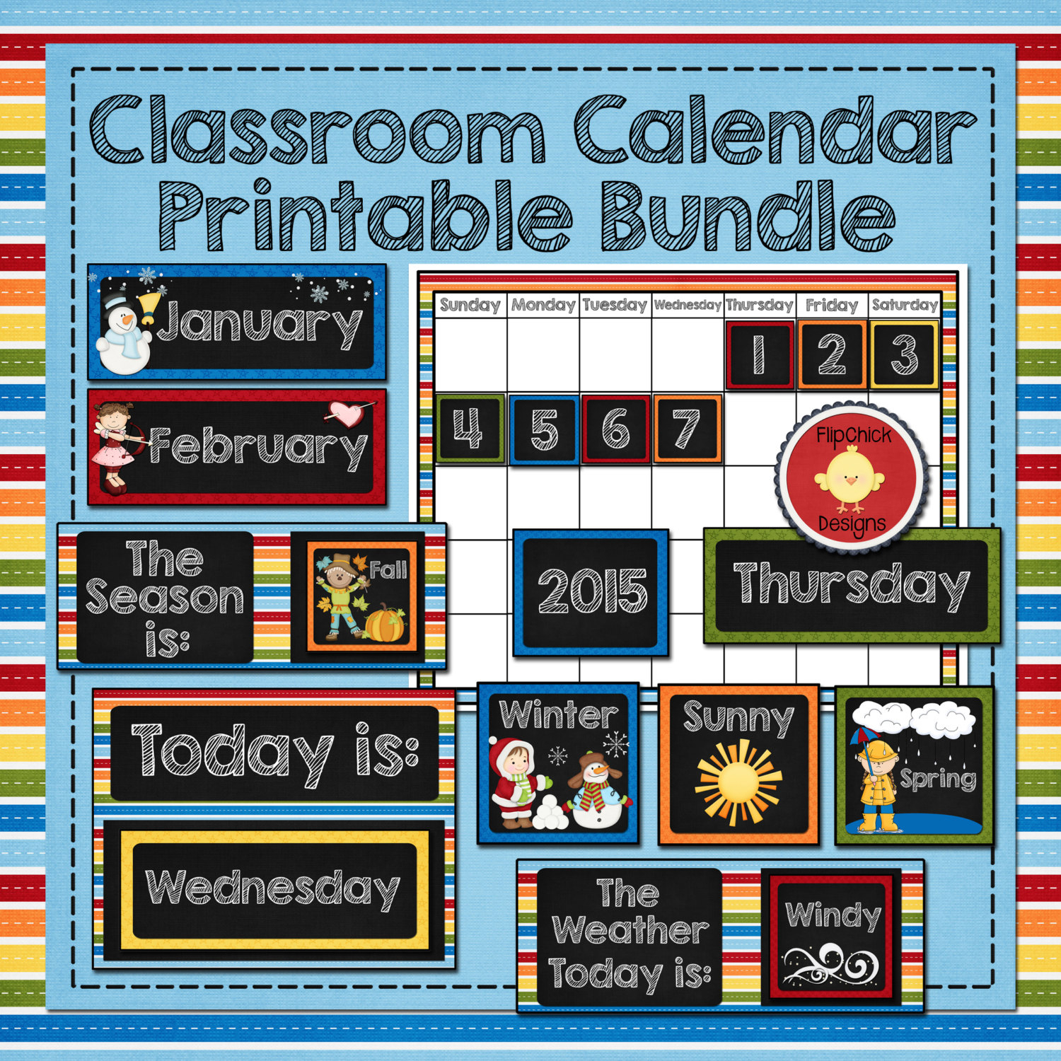 Classroom Calendar Printable Bundle