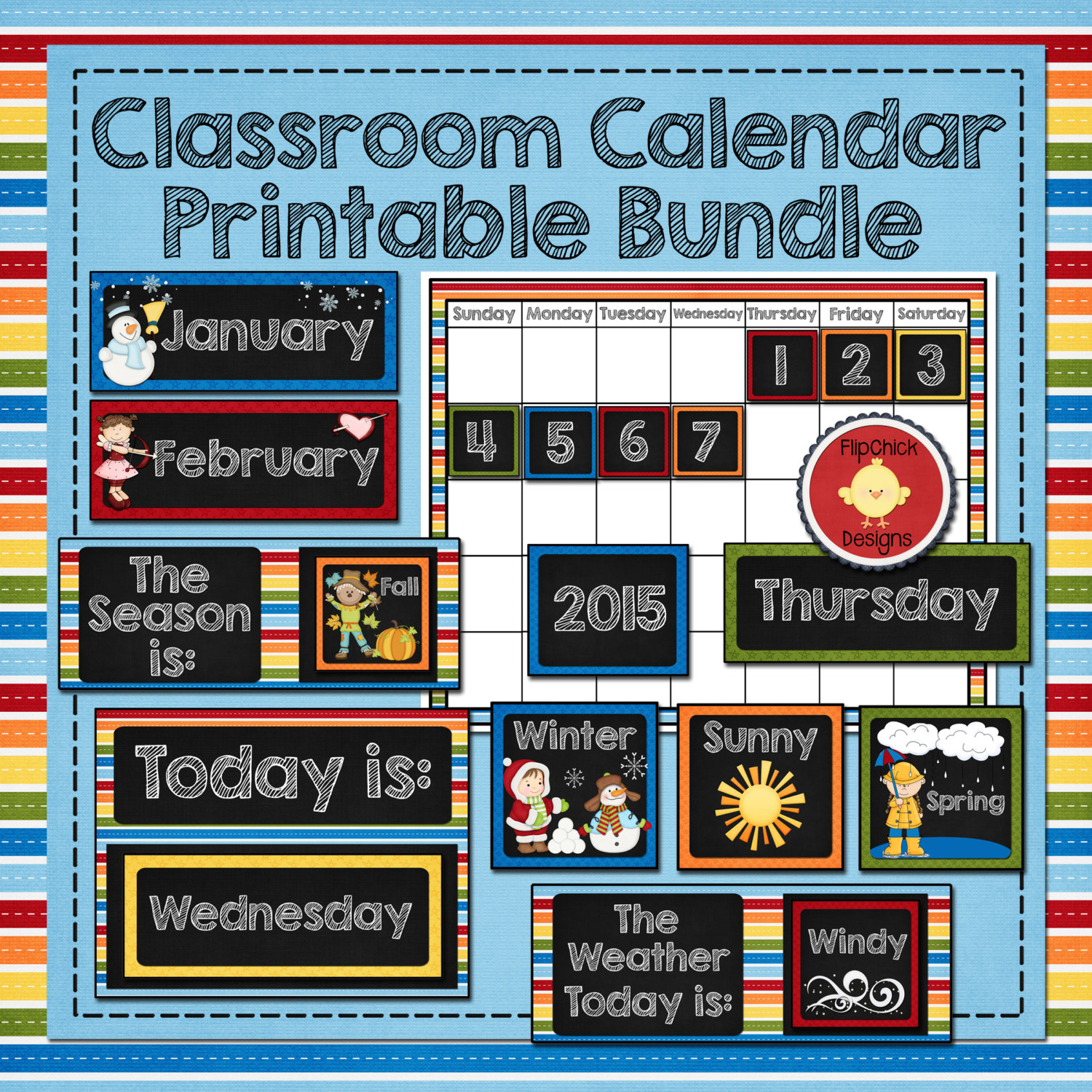 Classroom Calendar Printable Bundle Calendar Template 2021