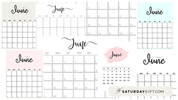 cute free printable june 2021 calendar saturdaygift 1