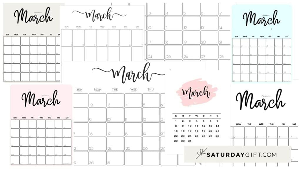 Cute Free Printable March 2021 Calendar Saturdaygift 2