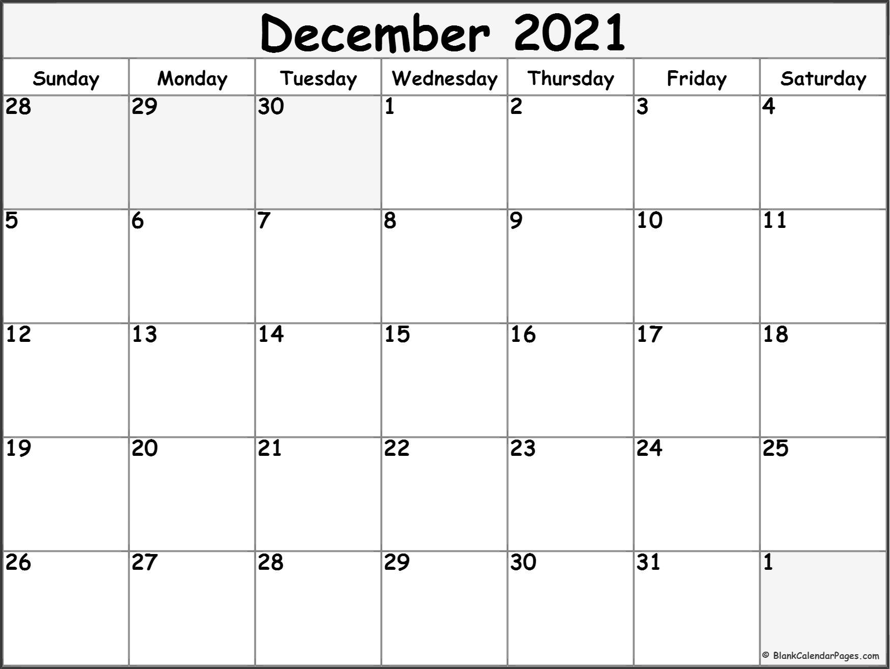 December 2021 Blank Calendar Templates 1