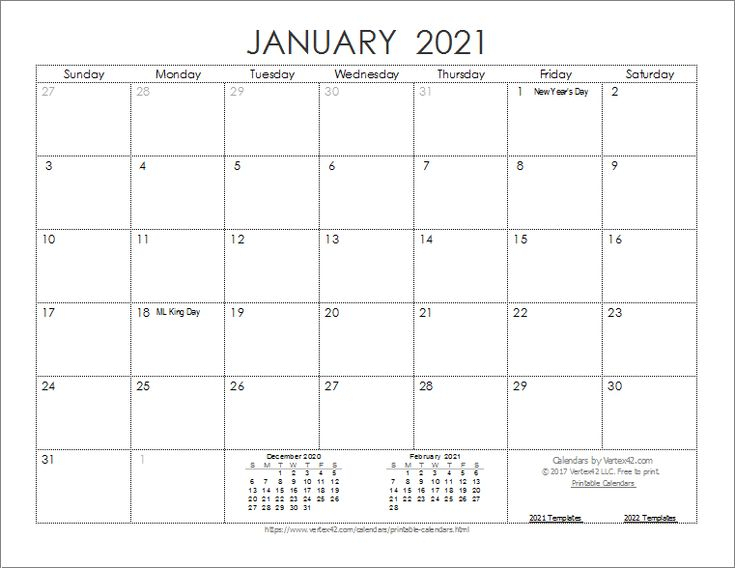 download the 2021 ink saver calendar from vertex42 in