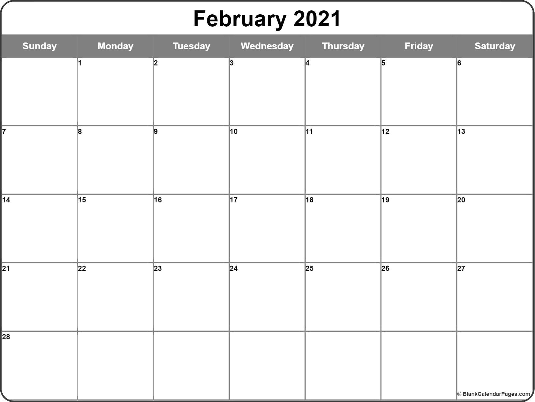 February 2021 Calendar Free Printable Monthly Calendars 4