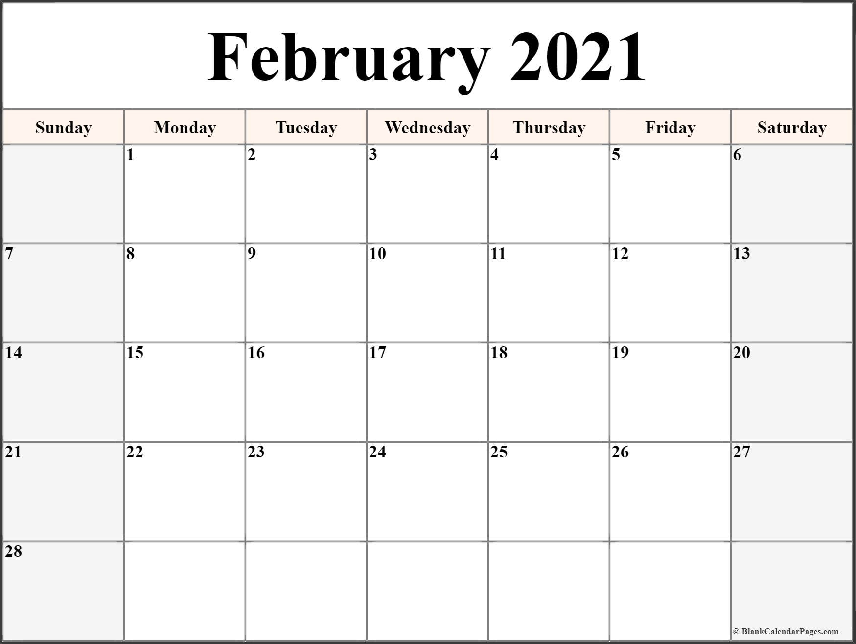 February 2021 Calendar Free Printable Monthly Calendars 5