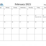 February 2021 Calendar Singapore