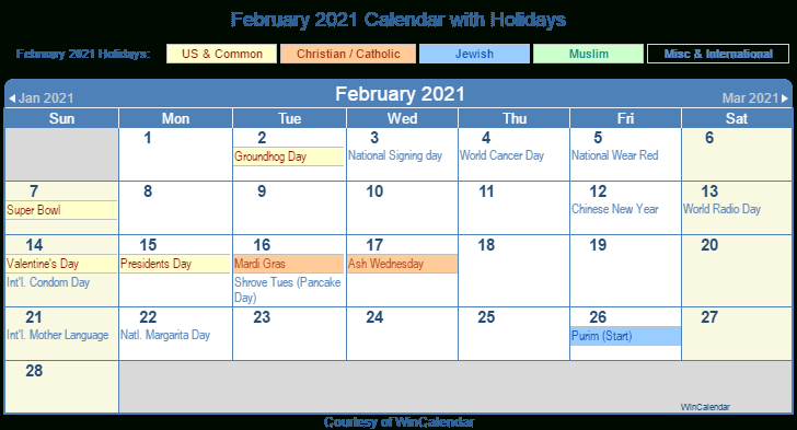 February 2021 Calendar With Holidays India Printable March