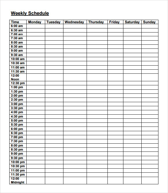 daily schedule template google docs