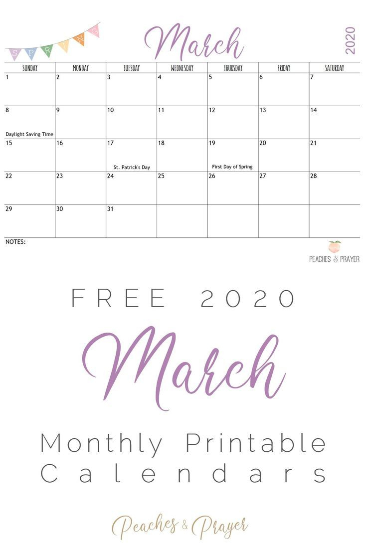 Free 2020 Monthly Calendar Printables Two Options