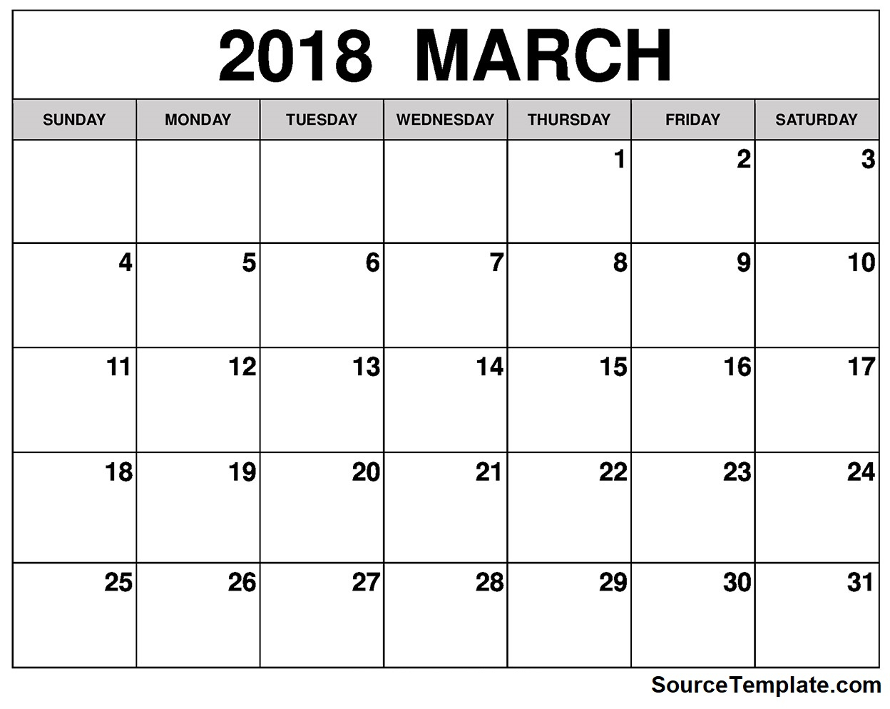 free 5 march 2018 calendar printable template source