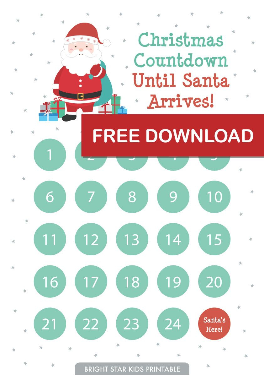 Free Christmas Countdown Advent Printable Christmas Calendar Template 2023