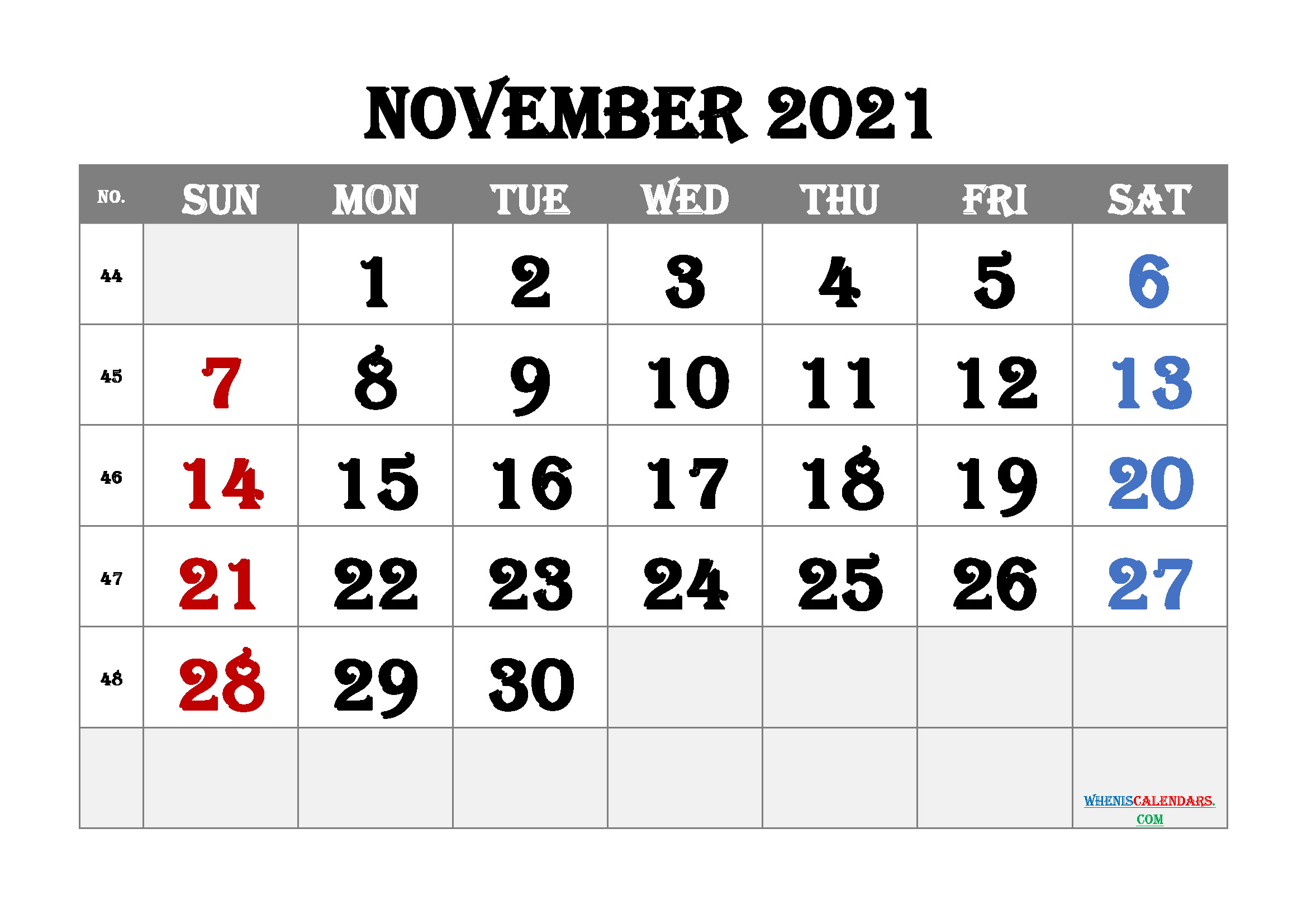 free editable november 2021 calendar template