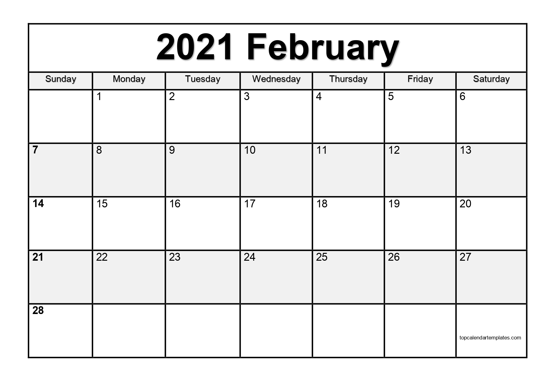 free february 2021 calendar printable pdf word 1