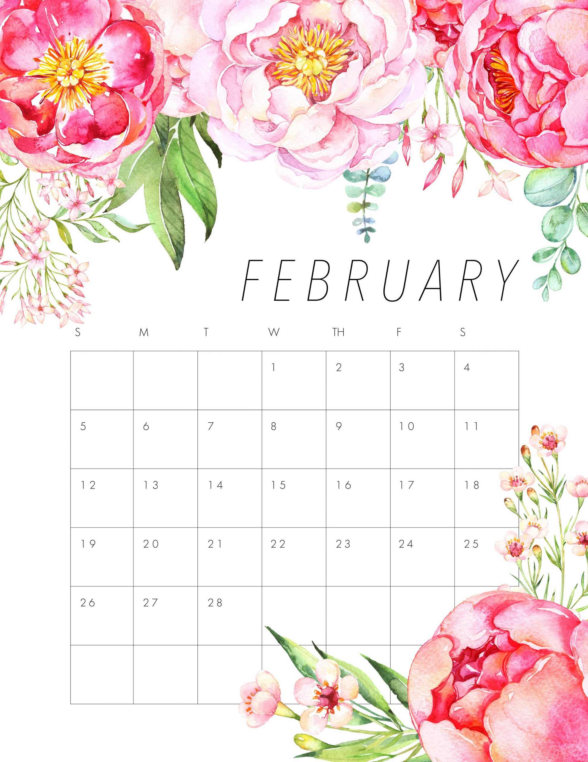 Free Printable 2017 Floral Calendar Free Printable