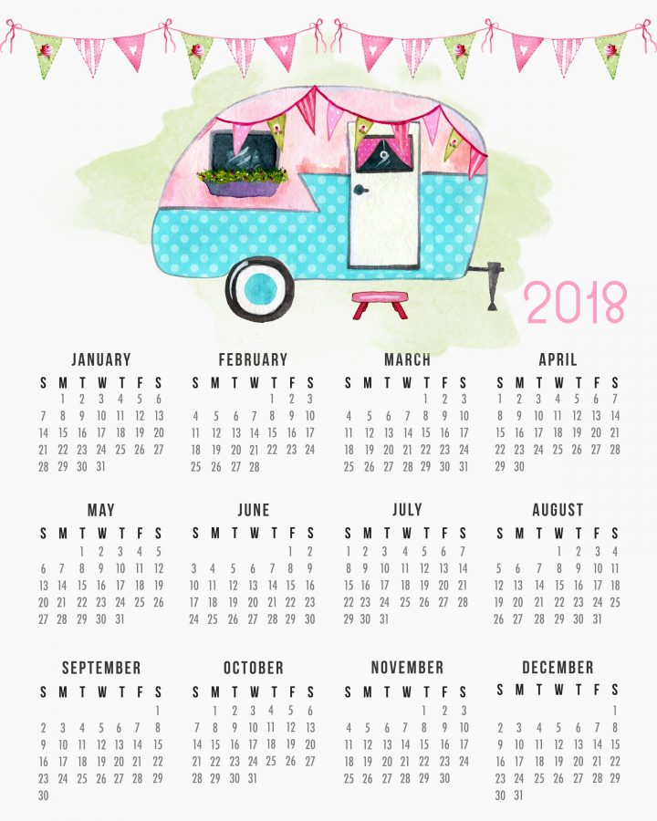 Free Printable 2018 Glamping Calendar The Cottage Market
