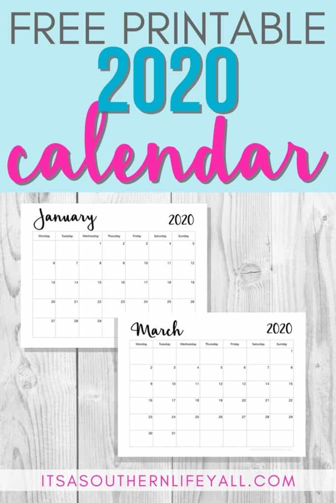 Free Printable 2020 Calendar Its A Southern Life Yall