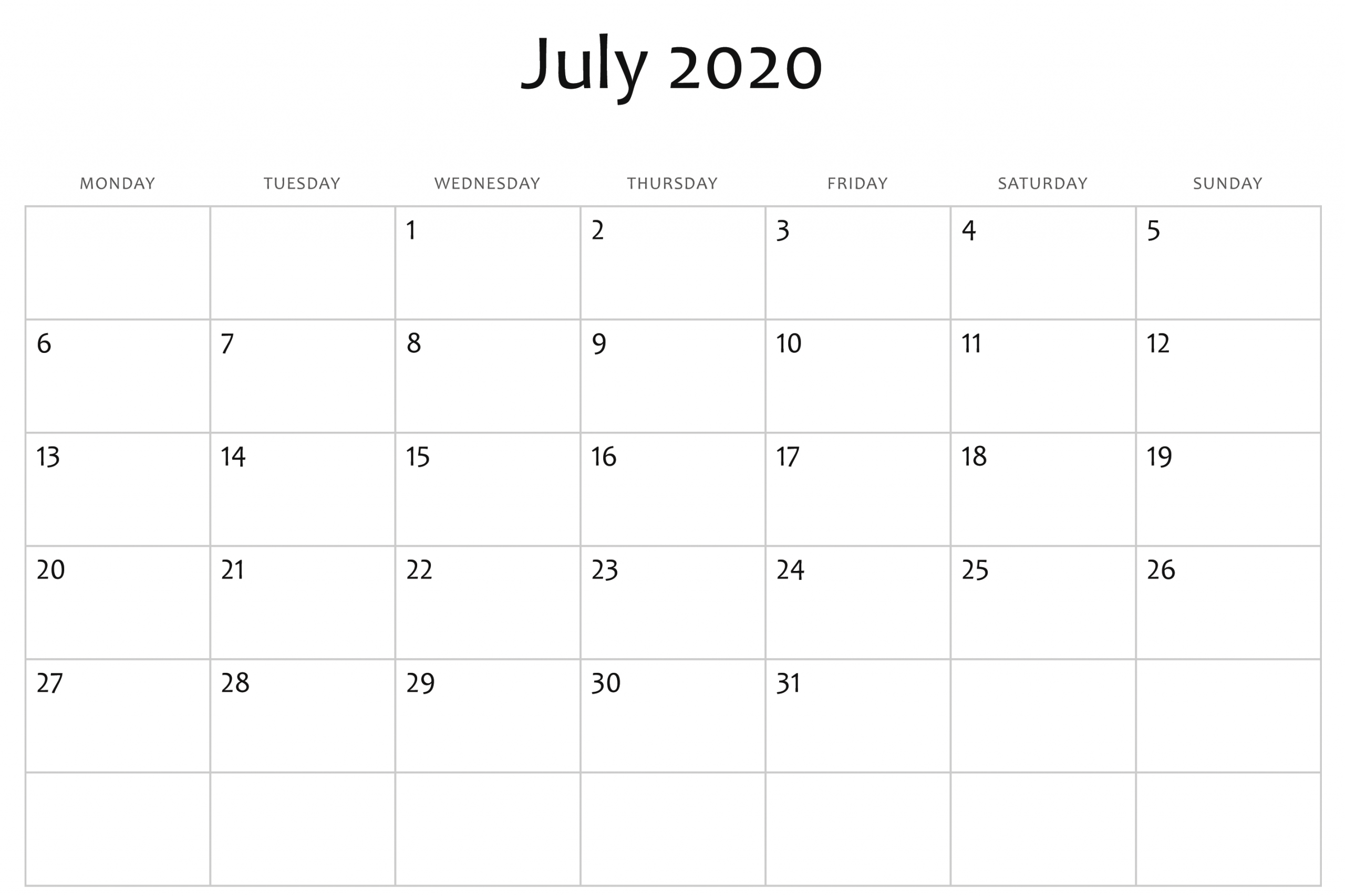 Free Printable Calendar Word Templates 2020 Blank And