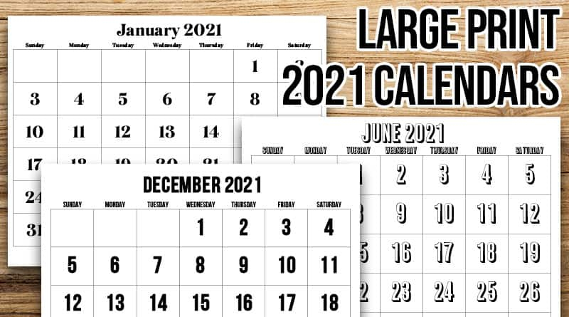 Free Printable Large Print 2021 Calendar 12 Month 1