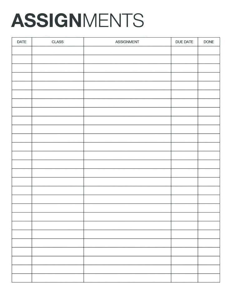Free Printable Student Assignment Planner Checklist