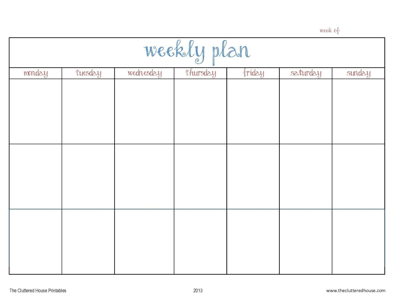 Get Blank 7 Day Week Calendar E28b86 The Best Printable