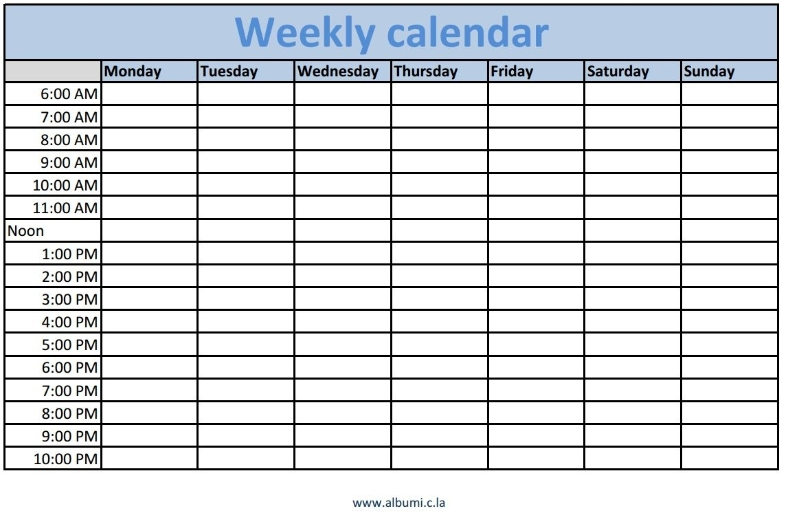 Get Blank Weekly Calendar With Times E28b86 The Best Printable