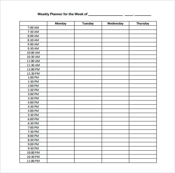 Hourly Calendar Template Excel Weekly Schedule Free