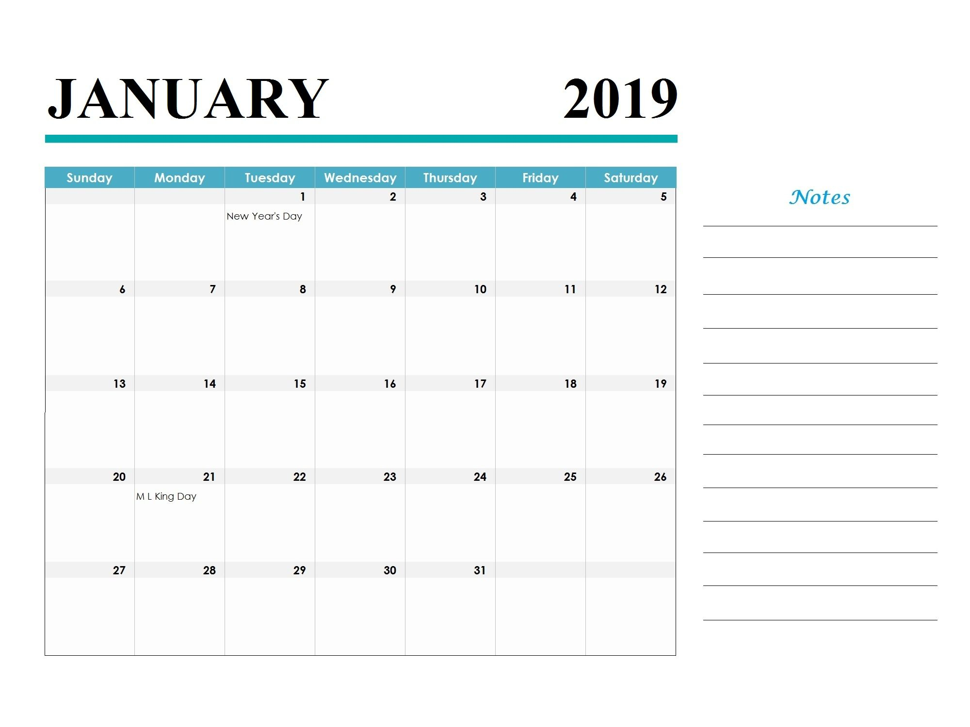 January 2019 Holidays Calendar Template Holiday Calendar
