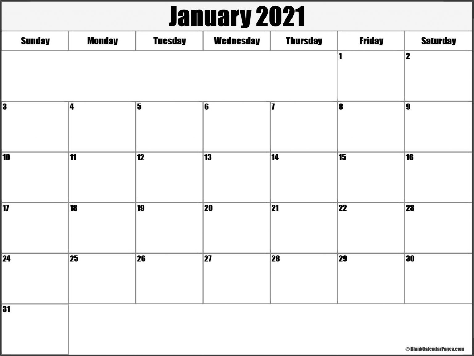 january 2021 blank calendar collection 2 – Calendar Template 2021