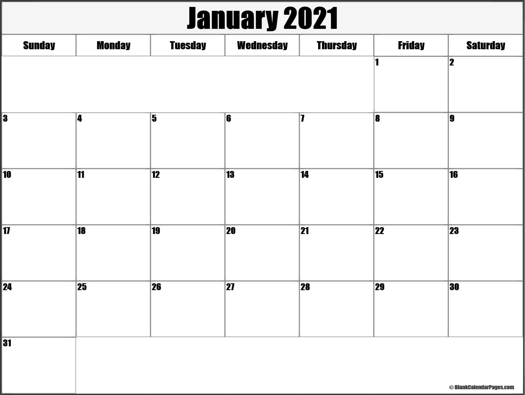 january 2021 blank calendar collection 2