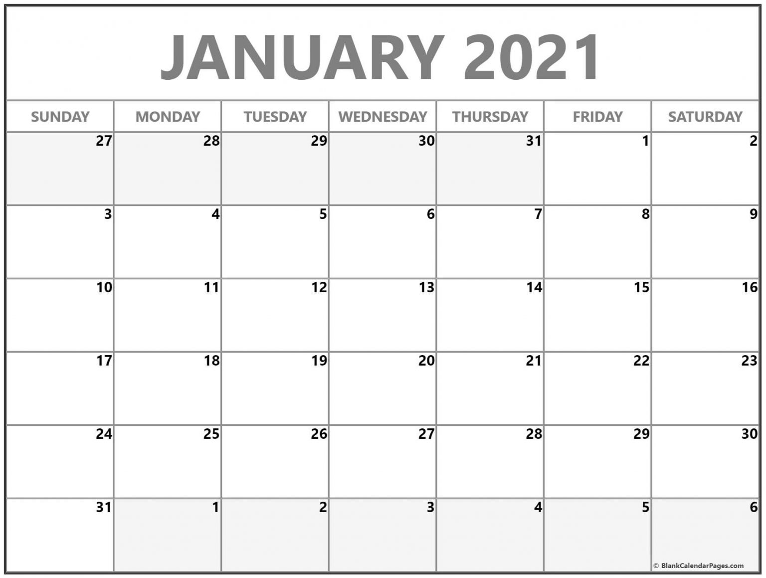 january 2021 blank calendar collection 3 – Calendar Template 2021