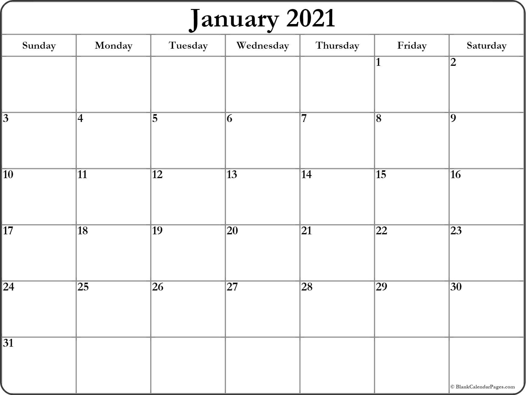 January 2021 Blank Calendar Collection 8