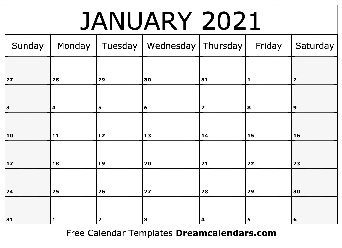 january 2021 calendar free blank printable templates