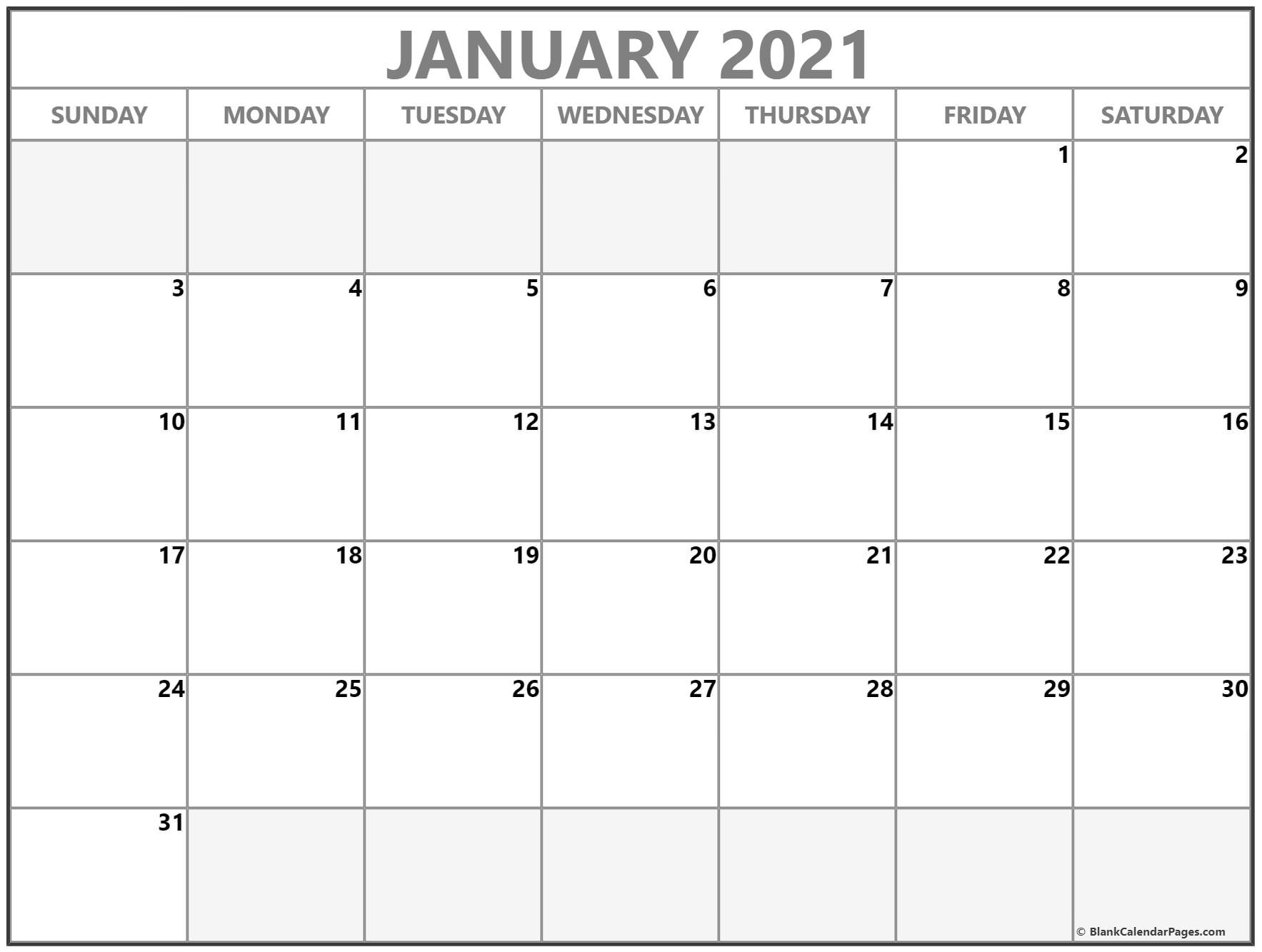 january 2021 calendar free printable monthly calendars 2