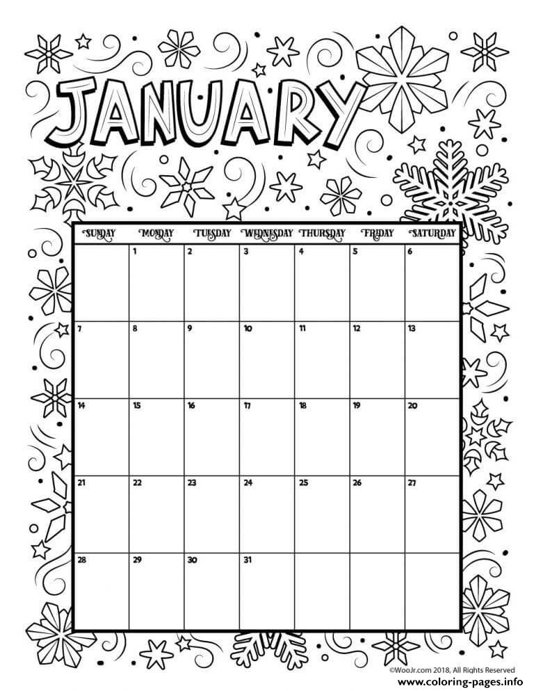 january coloring calendar 2019 coloring pages printable