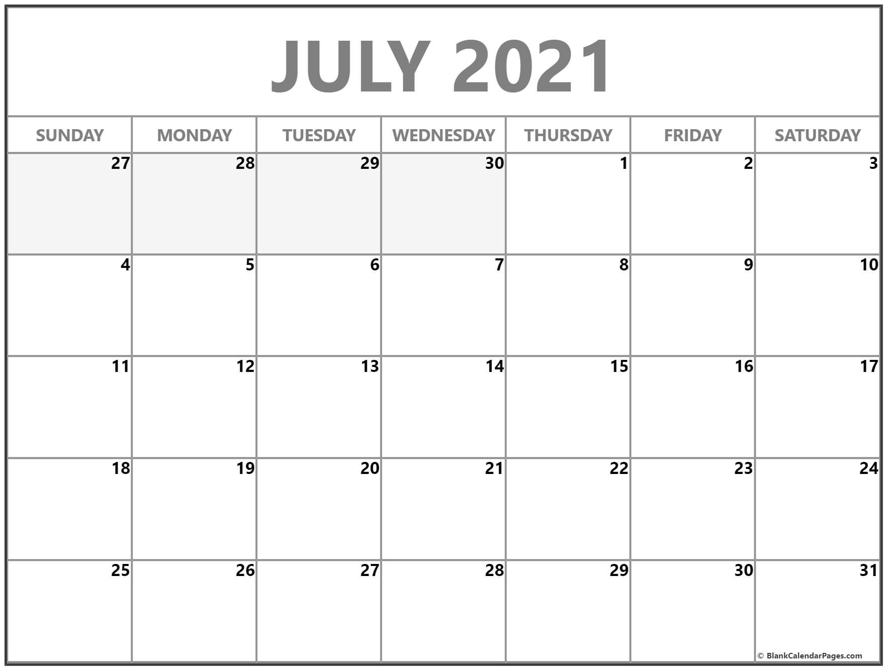 July 2021 Calendar Free Printable Monthly Calendars 5