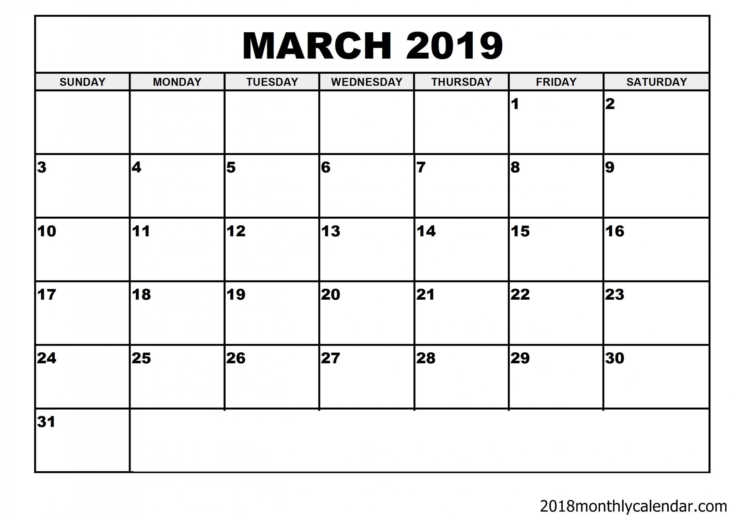 March 2019 Calendar March March2019calendar March2019