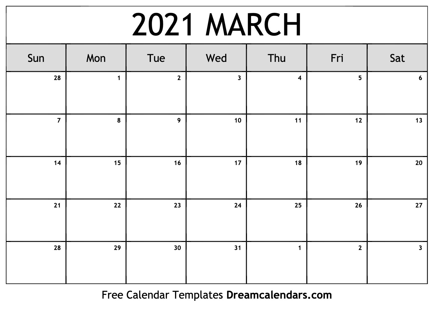 March 2021 Calendar Free Blank Printable Templates 1